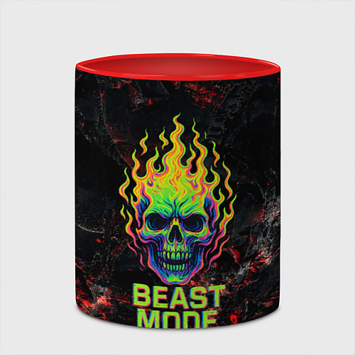 Кружка цветная Beast mode череп / 3D-Белый + красный – фото 2