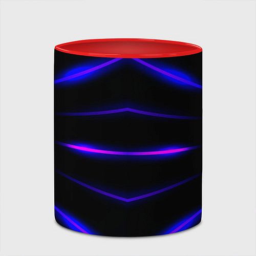 Кружка цветная Color black neon stripes / 3D-Белый + красный – фото 2