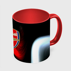 Кружка 3D Арсенал абстракция аолна, цвет: 3D-белый + красный