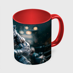 Кружка 3D Волк боец, цвет: 3D-белый + красный