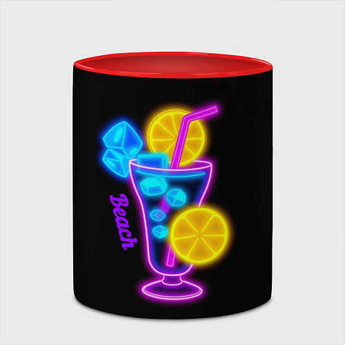 Кружка цветная Night beach / 3D-Белый + красный – фото 2