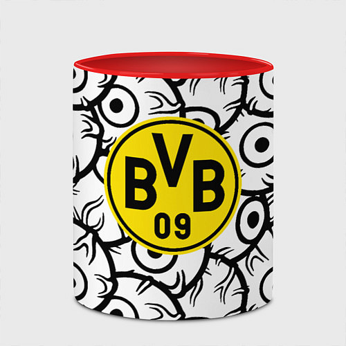 Кружка цветная Borussia глаза текстура / 3D-Белый + красный – фото 2