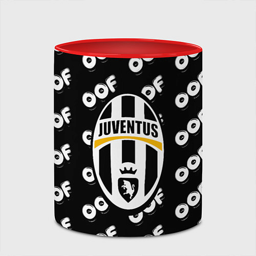 Кружка цветная Juventus off pattern / 3D-Белый + красный – фото 2
