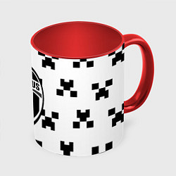 Кружка 3D Juventus x minecraft pattern, цвет: 3D-белый + красный