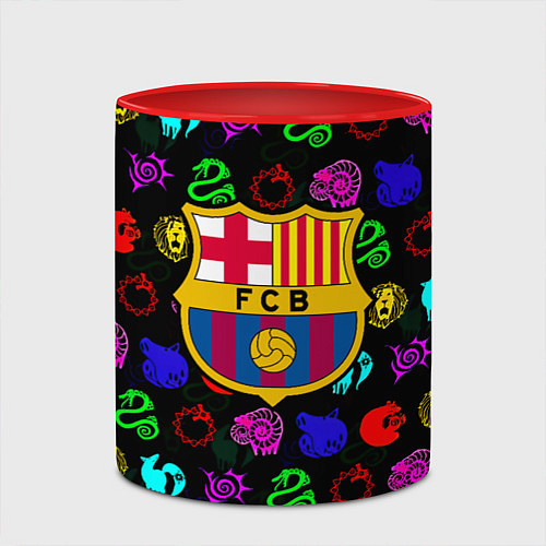 Кружка цветная Barcelona neon games logo / 3D-Белый + красный – фото 2