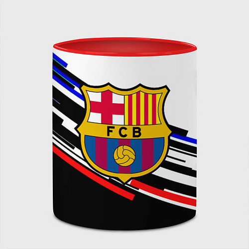 Кружка цветная Barcelona полосы текстура спорт / 3D-Белый + красный – фото 2