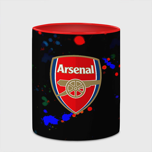 Кружка цветная Arsenal неоновые брызги красок / 3D-Белый + красный – фото 2
