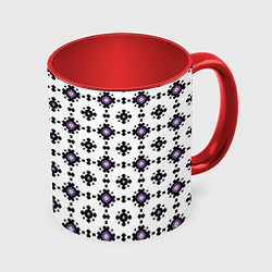 Кружка 3D Абстрактный геометрический орнамент, цвет: 3D-белый + красный