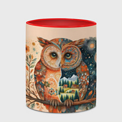 Кружка 3D Сова разделенная на день и ночь абстракция, цвет: 3D-белый + красный — фото 2