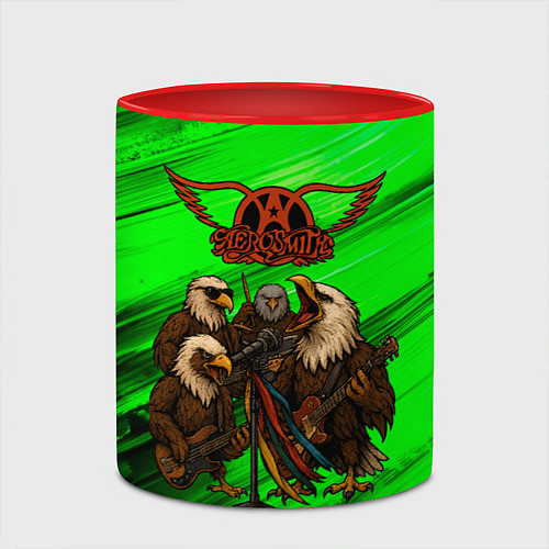 Кружка цветная Aerosmith орлы / 3D-Белый + красный – фото 2