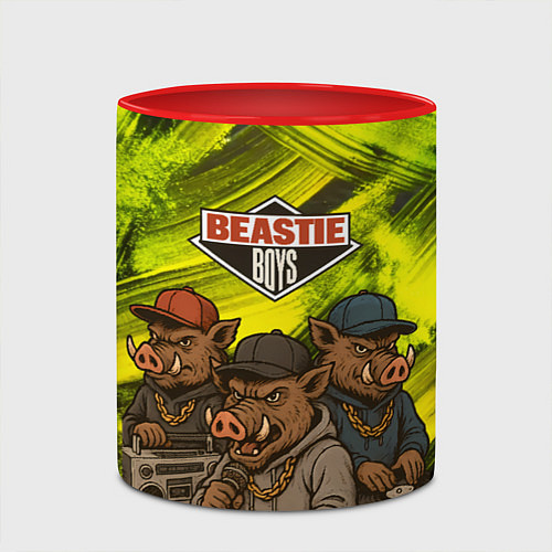 Кружка цветная Beastie boys в образе кабанов / 3D-Белый + красный – фото 2