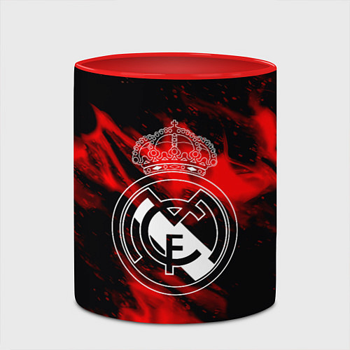 Кружка цветная Real Madrid красный огонь / 3D-Белый + красный – фото 2