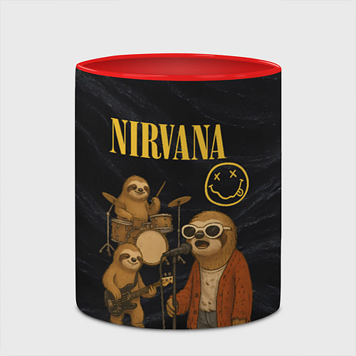 Кружка цветная Ленивцы группа Nirvana / 3D-Белый + красный – фото 2