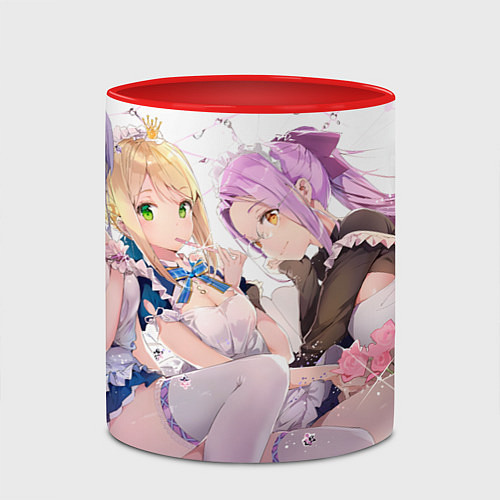 Кружка цветная Горничные Fate / 3D-Белый + красный – фото 2