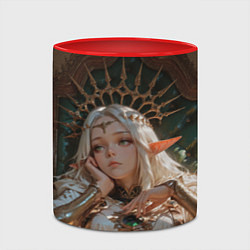 Кружка 3D Беловолосая королева эльфов на троне, цвет: 3D-белый + красный — фото 2