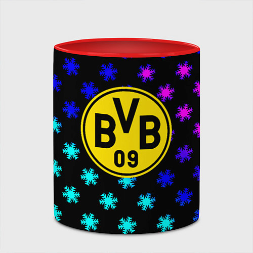 Кружка цветная Borussia неоновые снежинки / 3D-Белый + красный – фото 2