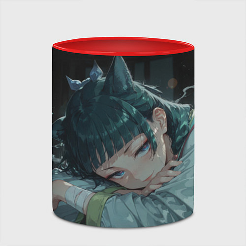 Кружка цветная Маомао с кошачьими ушками / 3D-Белый + красный – фото 2