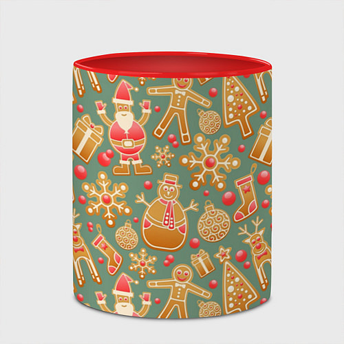 Кружка цветная Имбирные пряники / 3D-Белый + красный – фото 2