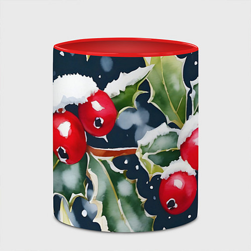 Кружка цветная Зимний остролист / 3D-Белый + красный – фото 2