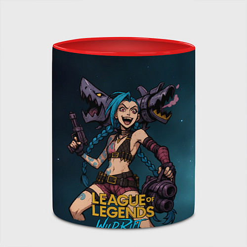 Кружка цветная League of Legends Jinx / 3D-Белый + красный – фото 2