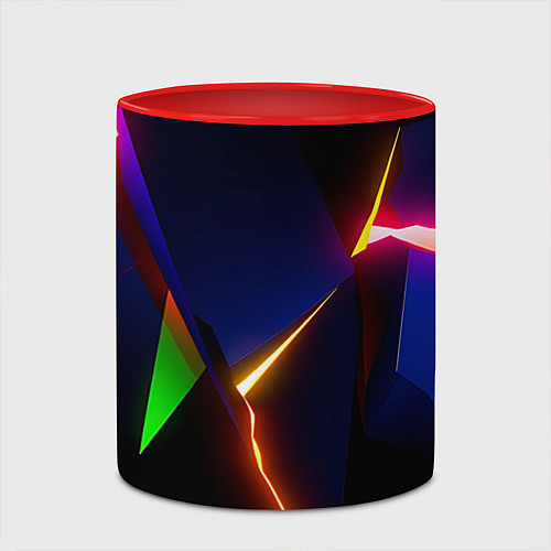 Кружка цветная Neon colored geometric / 3D-Белый + красный – фото 2