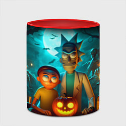 Кружка 3D Morty and Rick with pumpkin - neon halloween, цвет: 3D-белый + красный — фото 2