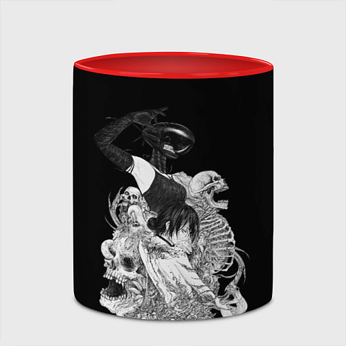 Кружка цветная Резе демон бомба Человек бензопила / 3D-Белый + красный – фото 2