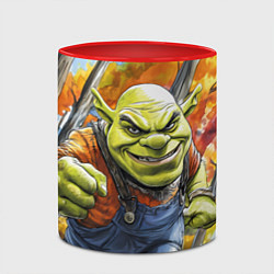 Кружка 3D Шрек в осеннем лесу, цвет: 3D-белый + красный — фото 2