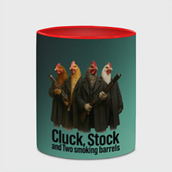 Кружка 3D Петухи - карты деньги два ствола, цвет: 3D-белый + красный — фото 2