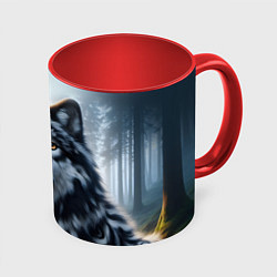 Кружка 3D Морда волка - Россия, цвет: 3D-белый + красный