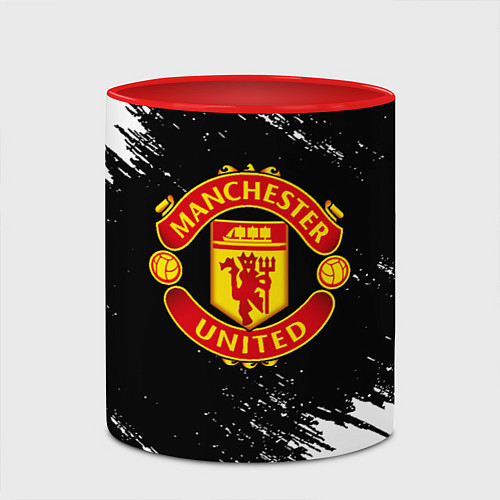 Кружка цветная Манчестер Юнайтед белые краски / 3D-Белый + красный – фото 2