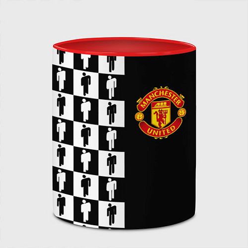 Кружка цветная Манчестер Юнайтед текстура люди / 3D-Белый + красный – фото 2