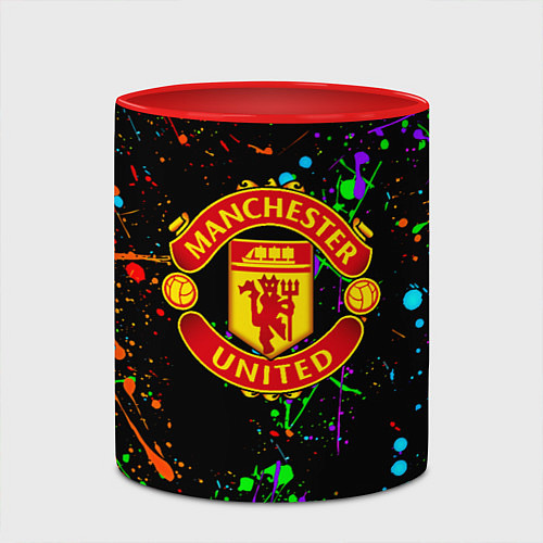 Кружка цветная Манчестер Юнайтед неоновые краски / 3D-Белый + красный – фото 2