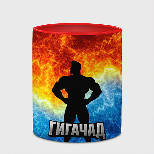 Кружка цветная Гагачад на фоне огня / 3D-Белый + красный – фото 2