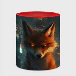 Кружка 3D Лиса на фоне высоток, цвет: 3D-белый + красный — фото 2
