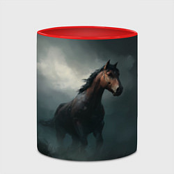 Кружка 3D Конь в тумане, цвет: 3D-белый + красный — фото 2