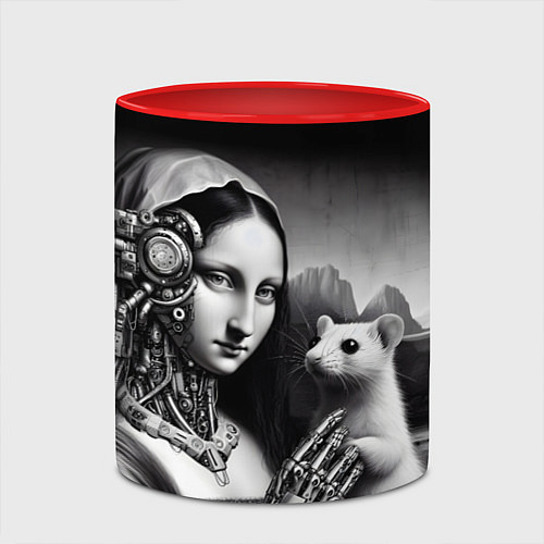 Кружка цветная Cecilia Gallerani - the lady with the ermine cyber / 3D-Белый + красный – фото 2
