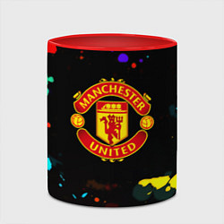 Кружка 3D Манчестер Юнайтед краски неон, цвет: 3D-белый + красный — фото 2