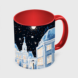 Кружка 3D Салют в новогодней Москве, цвет: 3D-белый + красный