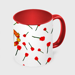Кружка 3D Манчестер Юнайтед розы паттерн, цвет: 3D-белый + красный