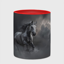 Кружка 3D Белая лошадь в тумане, цвет: 3D-белый + красный — фото 2