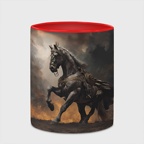 Кружка цветная Конь на фоне бури / 3D-Белый + красный – фото 2