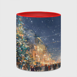 Кружка 3D Новый год в Москве новогодняя елка, цвет: 3D-белый + красный — фото 2