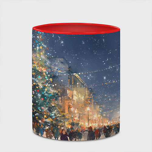 Кружка цветная Новый год в Москве новогодняя елка / 3D-Белый + красный – фото 2