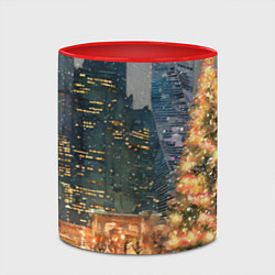 Кружка 3D Москва - сити и новогодняя елка, цвет: 3D-белый + красный — фото 2