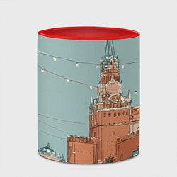 Кружка 3D Праздничная атмосфера на новый год, цвет: 3D-белый + красный — фото 2