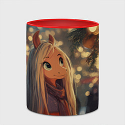 Кружка 3D Новогодняя лошадка, цвет: 3D-белый + красный — фото 2