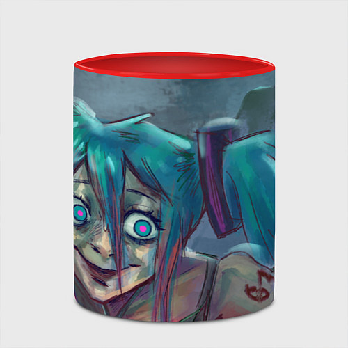Кружка цветная Halloween Miku zombie / 3D-Белый + красный – фото 2