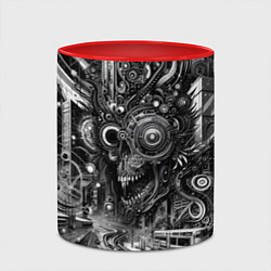 Кружка 3D Cyber urban skull - ai art fantasy, цвет: 3D-белый + красный — фото 2