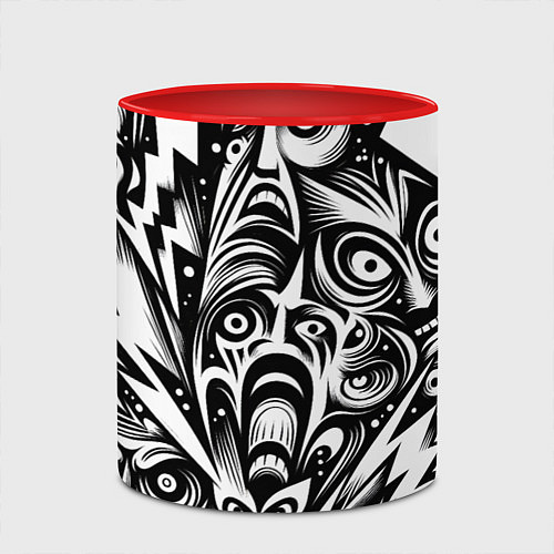 Кружка цветная Lightnings and faces - ai art fantasy / 3D-Белый + красный – фото 2
